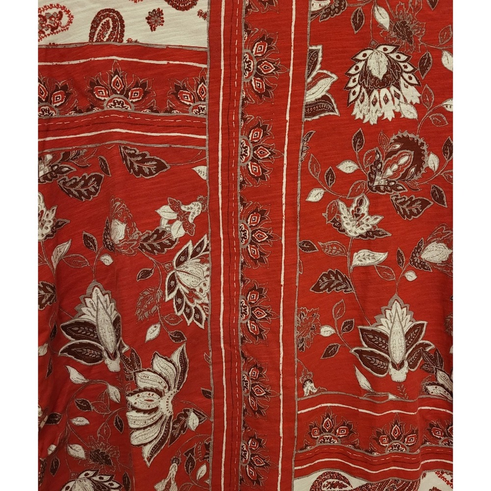 dg2 diane gilman xs Red Short Sleeve top Abstract Design. 60% Cotton 40% Modal - Picture 2 of 5